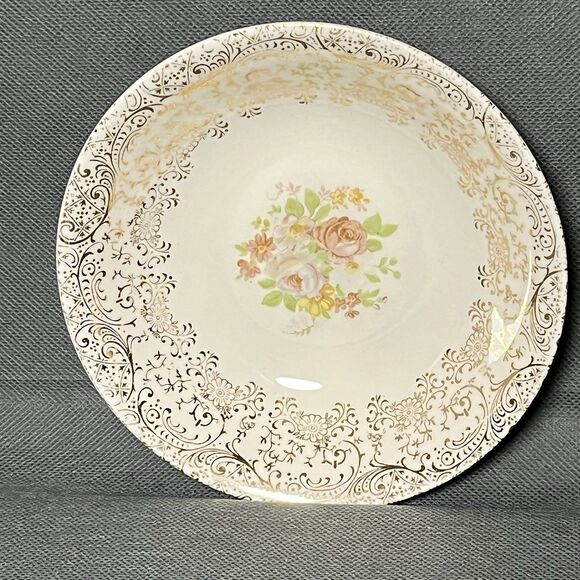 Dinner Plates 10" Royal China Rose Glory 24 Kt Gold-Set 12-Vintage 1950s - Picture 11 of 16
